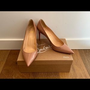Christian Loubooutin Kate 85 patent leather pumps, Nude, size 39.5/us9.5